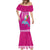 Hawaii Mele Kalikimaka Mermaid Dress Santa Riding The DolPhin Mix Kakau Pattern Pink Style LT03 - Polynesian Pride