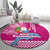 Hawaii Mele Kalikimaka Round Carpet Santa Riding The DolPhin Mix Kakau Pattern Pink Style LT03 - Polynesian Pride