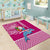 Custom Hawaii Mele Kalikimaka Area Rug Santa Riding The DolPhin Mix Kakau Pattern Pink Style LT03 - Polynesian Pride