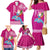 Custom Hawaii Mele Kalikimaka Family Matching Mermaid Dress and Hawaiian Shirt Santa Riding The DolPhin Mix Kakau Pattern Pink Style LT03 - Polynesian Pride