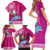 Custom Hawaii Mele Kalikimaka Family Matching Short Sleeve Bodycon Dress and Hawaiian Shirt Santa Riding The DolPhin Mix Kakau Pattern Pink Style LT03 - Polynesian Pride