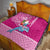 Custom Hawaii Mele Kalikimaka Quilt Santa Riding The DolPhin Mix Kakau Pattern Pink Style LT03 - Polynesian Pride