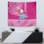 Custom Hawaii Mele Kalikimaka Tapestry Santa Riding The DolPhin Mix Kakau Pattern Pink Style LT03 - Polynesian Pride