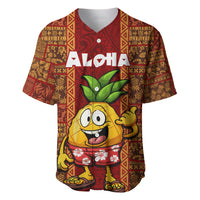 Hawaii Baseball Jersey Aloha Funny Pineapple Mix Kakau Hawaiian Tribal LT03 Red - Polynesian Pride