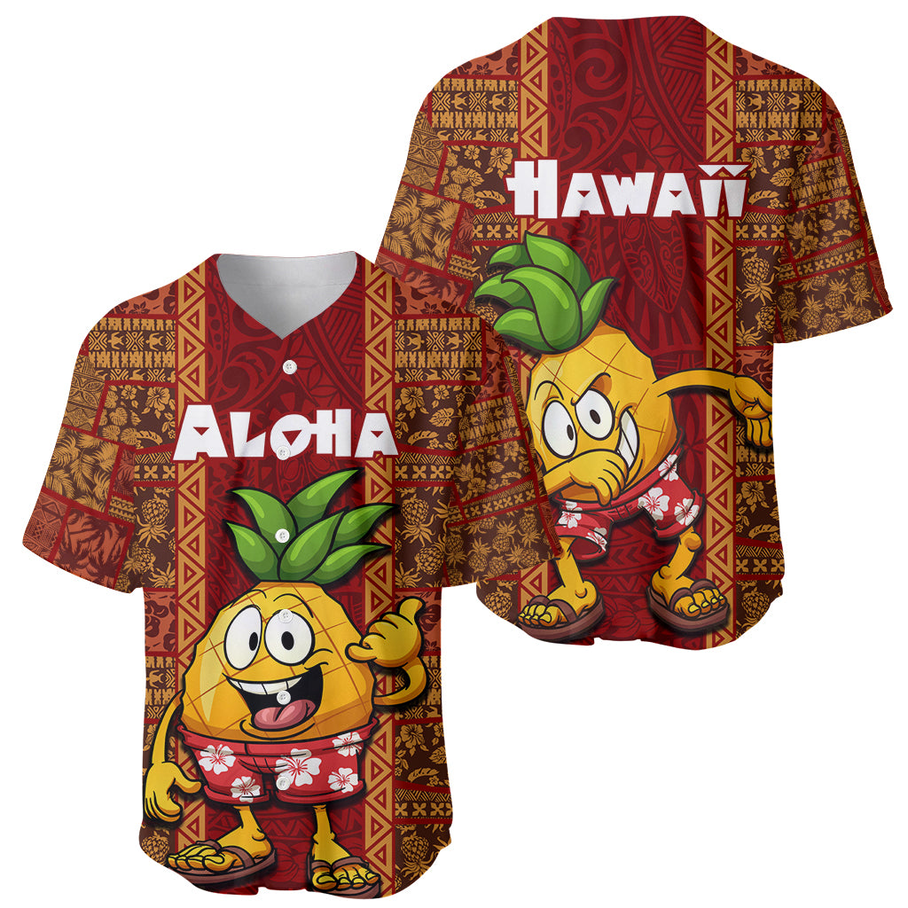 Hawaii Baseball Jersey Aloha Funny Pineapple Mix Kakau Hawaiian Tribal LT03 - Polynesian Pride