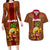 Hawaii Couples Matching Long Sleeve Bodycon Dress and Hawaiian Shirt Aloha Funny Pineapple Mix Kakau Hawaiian Tribal LT03 Red - Polynesian Pride