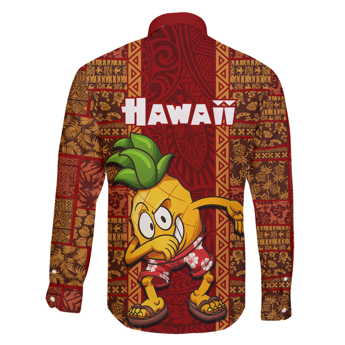 Hawaii Family Matching Off Shoulder Short Dress and Hawaiian Shirt Aloha Funny Pineapple Mix Kakau Hawaiian Tribal LT03 - Polynesian Pride