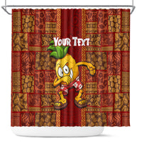 Custom Hawaii Shower Curtain Aloha Funny Pineapple Mix Kakau Hawaiian Tribal LT03 Red - Polynesian Pride