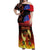 Samoan Siva Afi Off Shoulder Maxi Dress Tribal Performers of Samoan Fire Knife Dancing