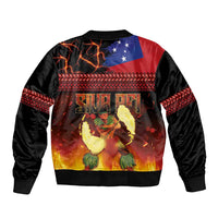 Samoan Siva Afi Sleeve Zip Bomber Jacket Tribal Performers of Samoan Fire Knife Dancing