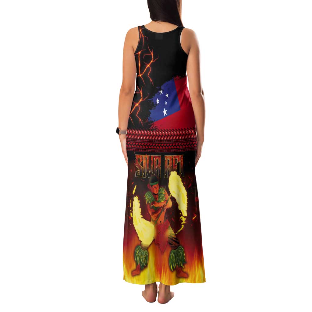Samoan Siva Afi Tank Maxi Dress Tribal Performers of Samoan Fire Knife Dancing