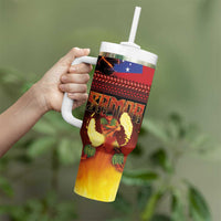 Samoan Siva Afi Tumbler With Handle Tribal Performers of Samoan Fire Knife Dancing