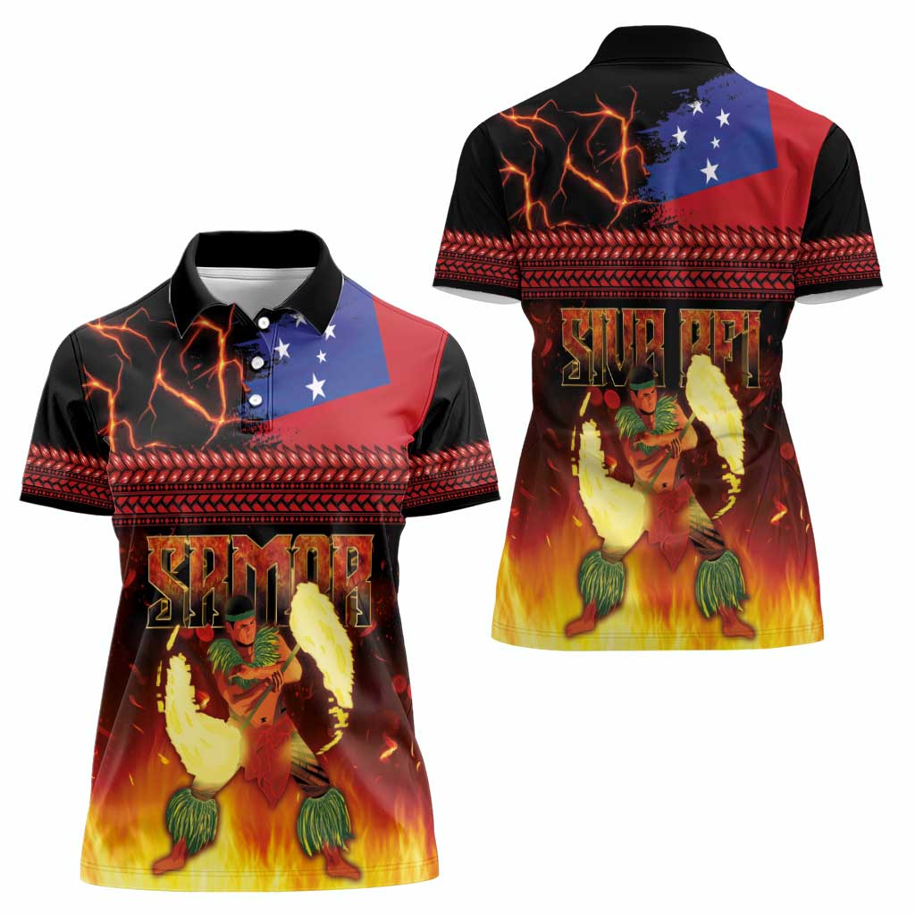 Samoan Siva Afi Women Polo Shirt Tribal Performers of Samoan Fire Knife Dancing