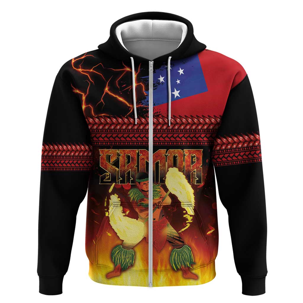 Samoan Siva Afi Zip Hoodie Tribal Performers of Samoan Fire Knife Dancing