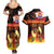 Tahitian Siva Afi Couples Matching Summer Maxi Dress and Hawaiian Shirt Tribal Performers of Tahitian Fire Knife Dancing