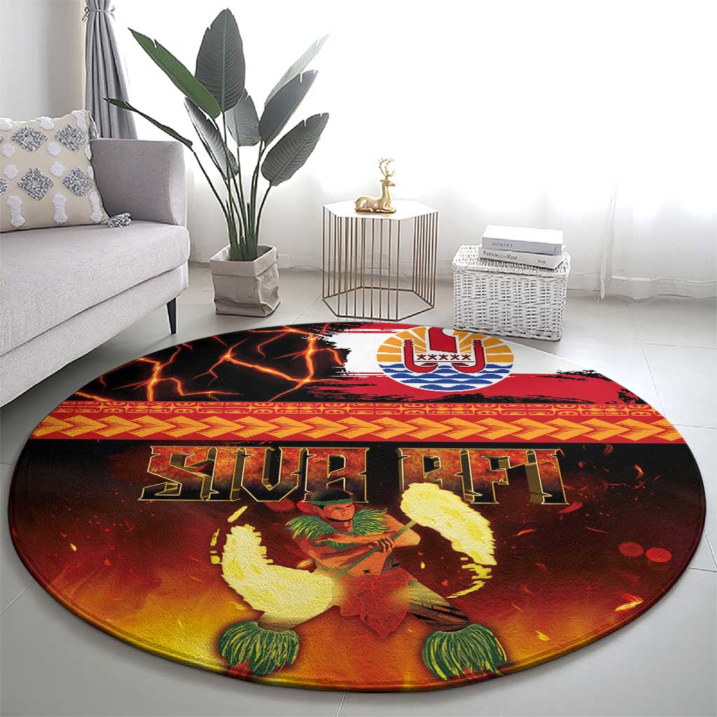 Tahitian Siva Afi Round Carpet Tribal Performers of Tahitian Fire Knife Dancing