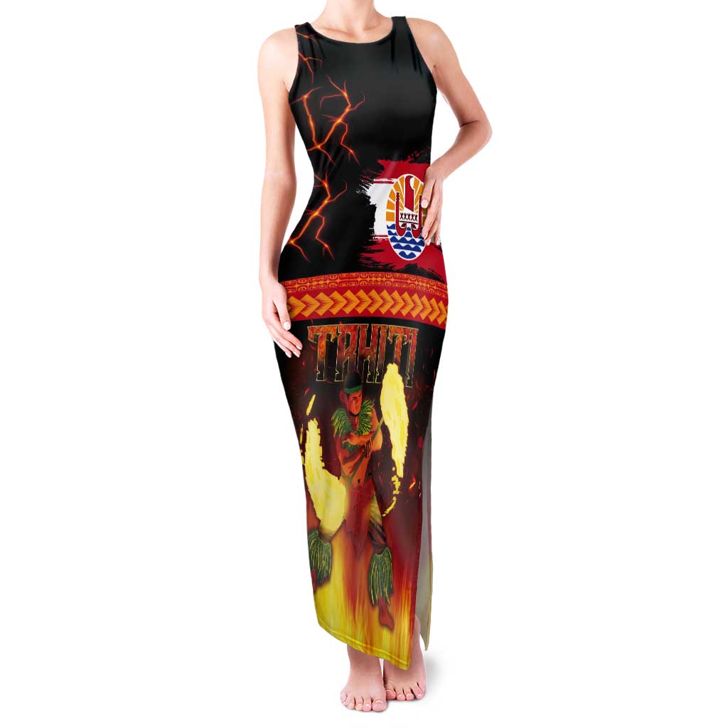 Tahitian Siva Afi Tank Maxi Dress Tribal Performers of Tahitian Fire Knife Dancing