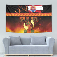 Tahitian Siva Afi Tapestry Tribal Performers of Tahitian Fire Knife Dancing