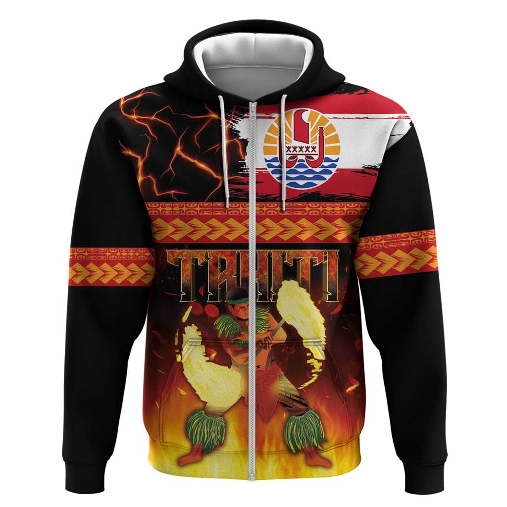 Tahitian Siva Afi Zip Hoodie Tribal Performers of Tahitian Fire Knife Dancing