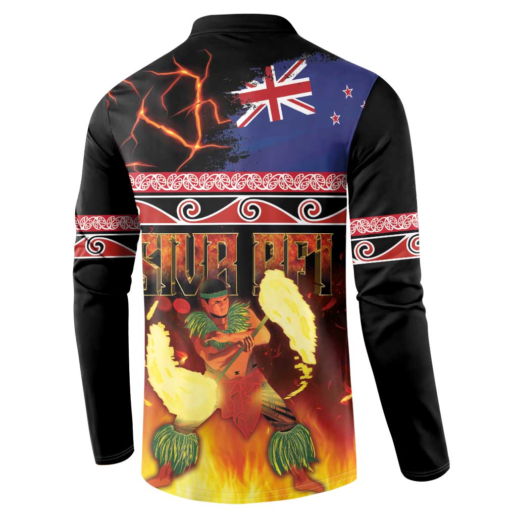 Aotearoa Siva Afi Button Sweatshirt Tribal Performers of Aotearoa Fire Knife Dancing LT03 - Polynesian Pride