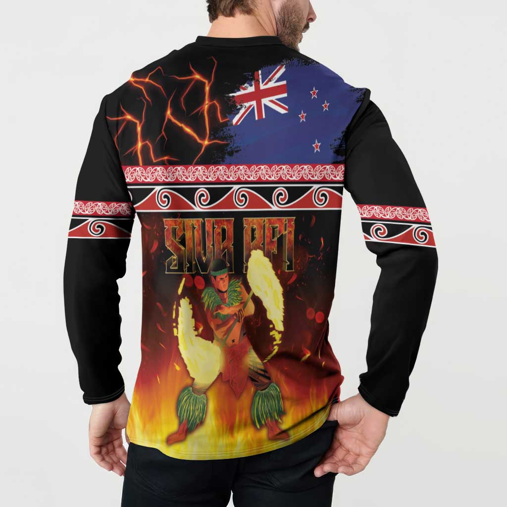Aotearoa Siva Afi Button Sweatshirt Tribal Performers of Aotearoa Fire Knife Dancing LT03 - Polynesian Pride