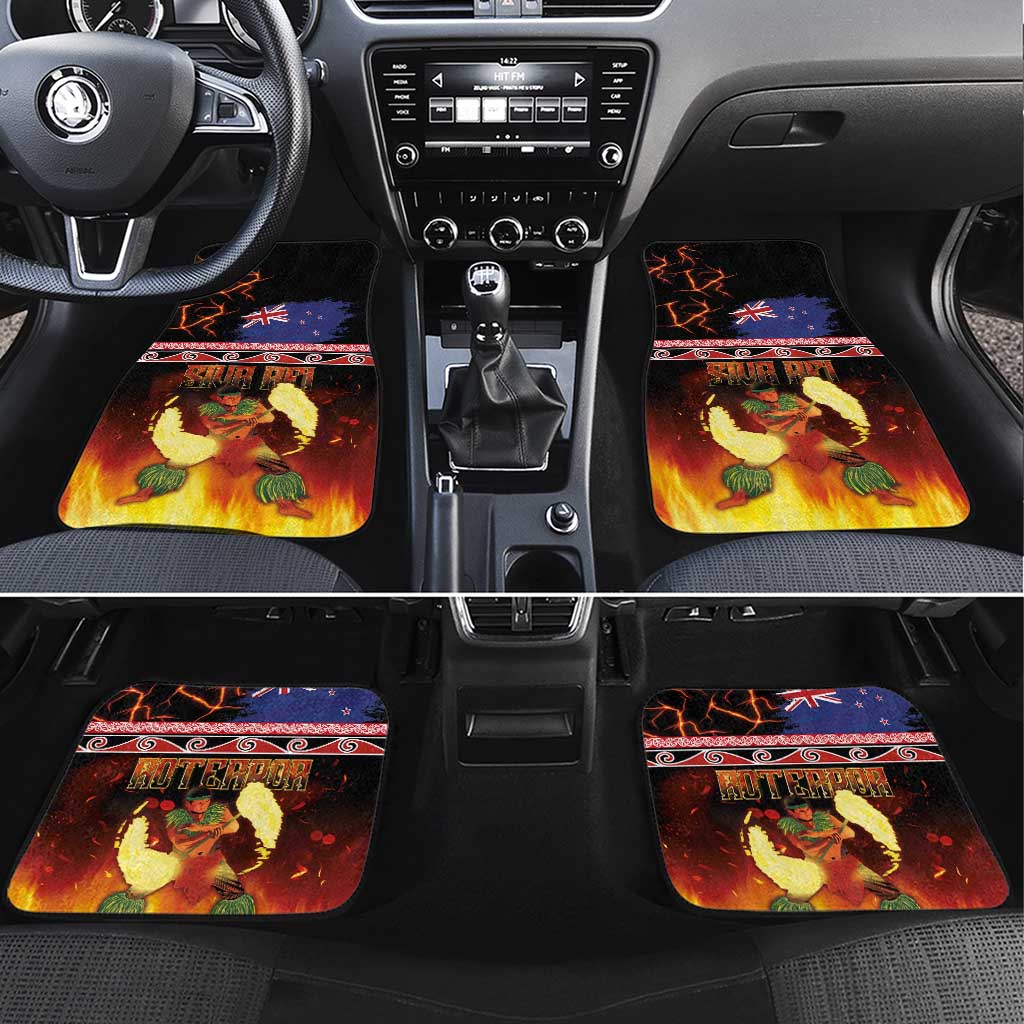 Aotearoa Siva Afi Car Mats Tribal Performers of Aotearoa Fire Knife Dancing LT03 Set 4pcs Black - Polynesian Pride
