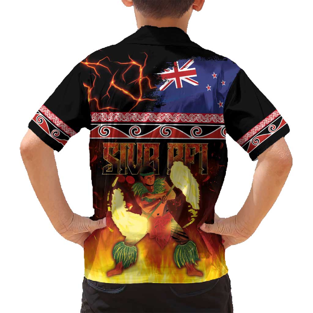 Aotearoa Siva Afi Family Matching Puletasi and Hawaiian Shirt Tribal Performers of Aotearoa Fire Knife Dancing