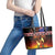 Aotearoa Siva Afi Leather Tote Bag Tribal Performers of Aotearoa Fire Knife Dancing