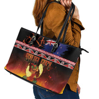 Aotearoa Siva Afi Leather Tote Bag Tribal Performers of Aotearoa Fire Knife Dancing LT03 - Polynesian Pride