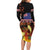 Aotearoa Siva Afi Long Sleeve Bodycon Dress Tribal Performers of Aotearoa Fire Knife Dancing