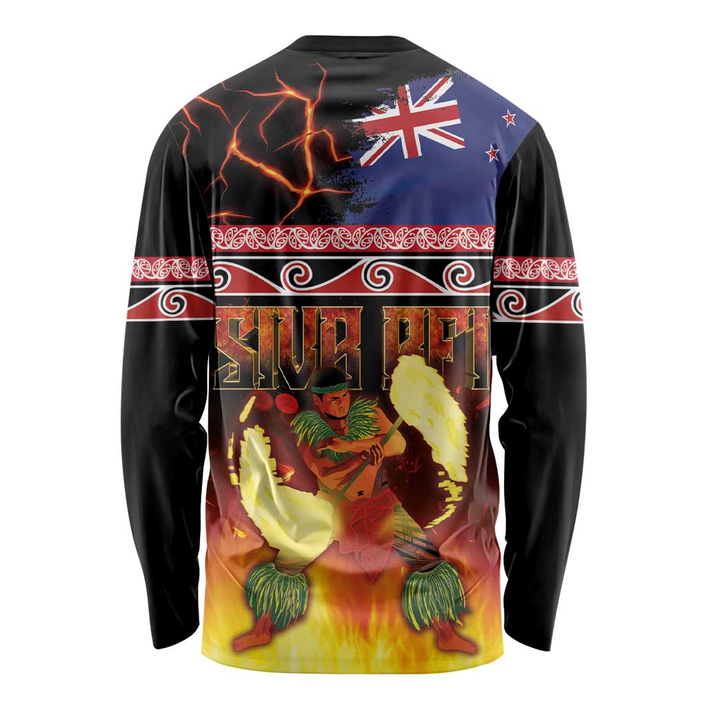 Aotearoa Siva Afi Long Sleeve Shirt Tribal Performers of Aotearoa Fire Knife Dancing