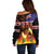 Aotearoa Siva Afi Off Shoulder Sweater Tribal Performers of Aotearoa Fire Knife Dancing