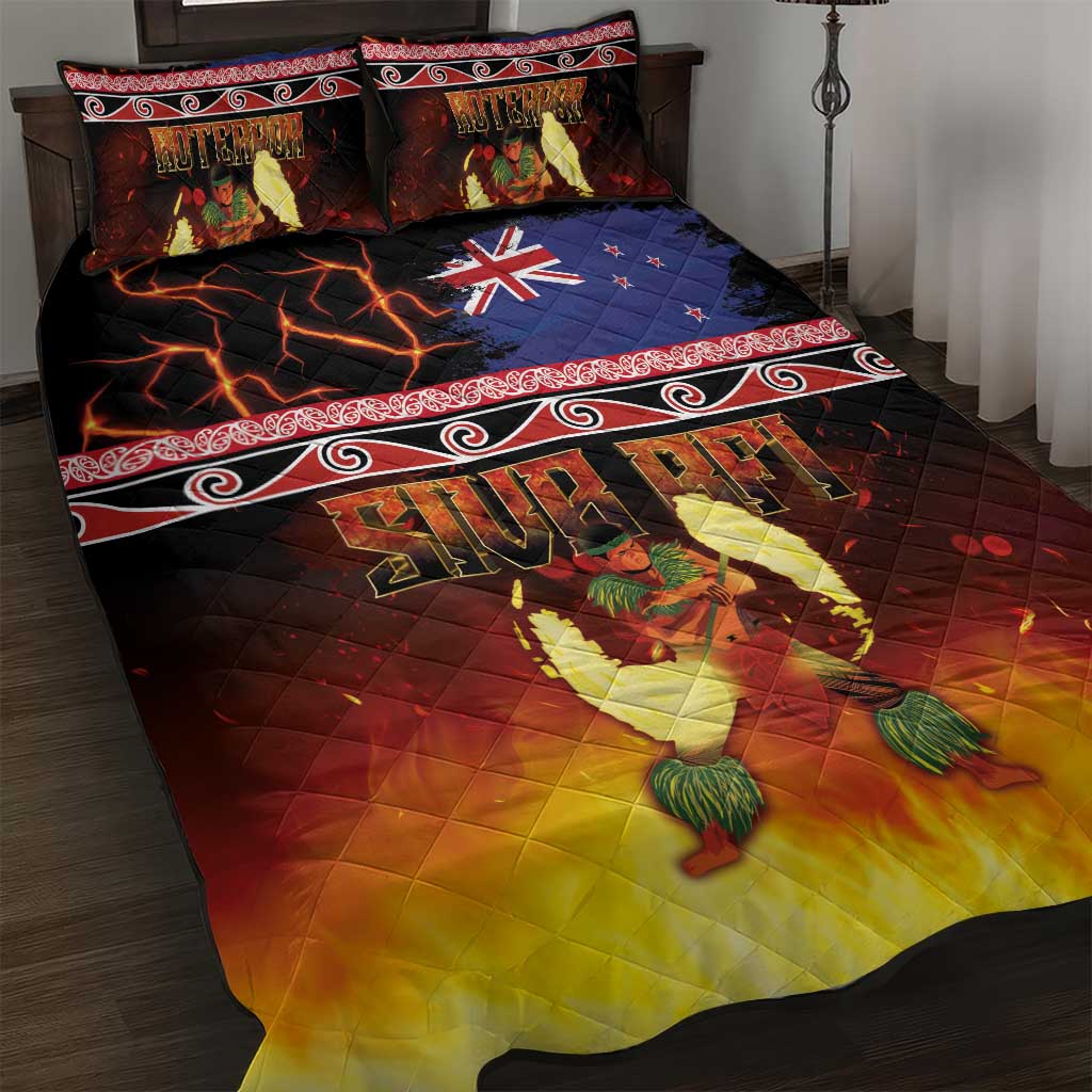 Aotearoa Siva Afi Quilt Bed Set Tribal Performers of Aotearoa Fire Knife Dancing LT03 Black - Polynesian Pride