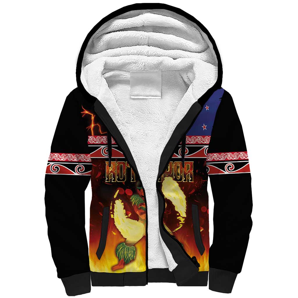 Aotearoa Siva Afi Sherpa Hoodie Tribal Performers of Aotearoa Fire Knife Dancing LT03 Unisex Black - Polynesian Pride