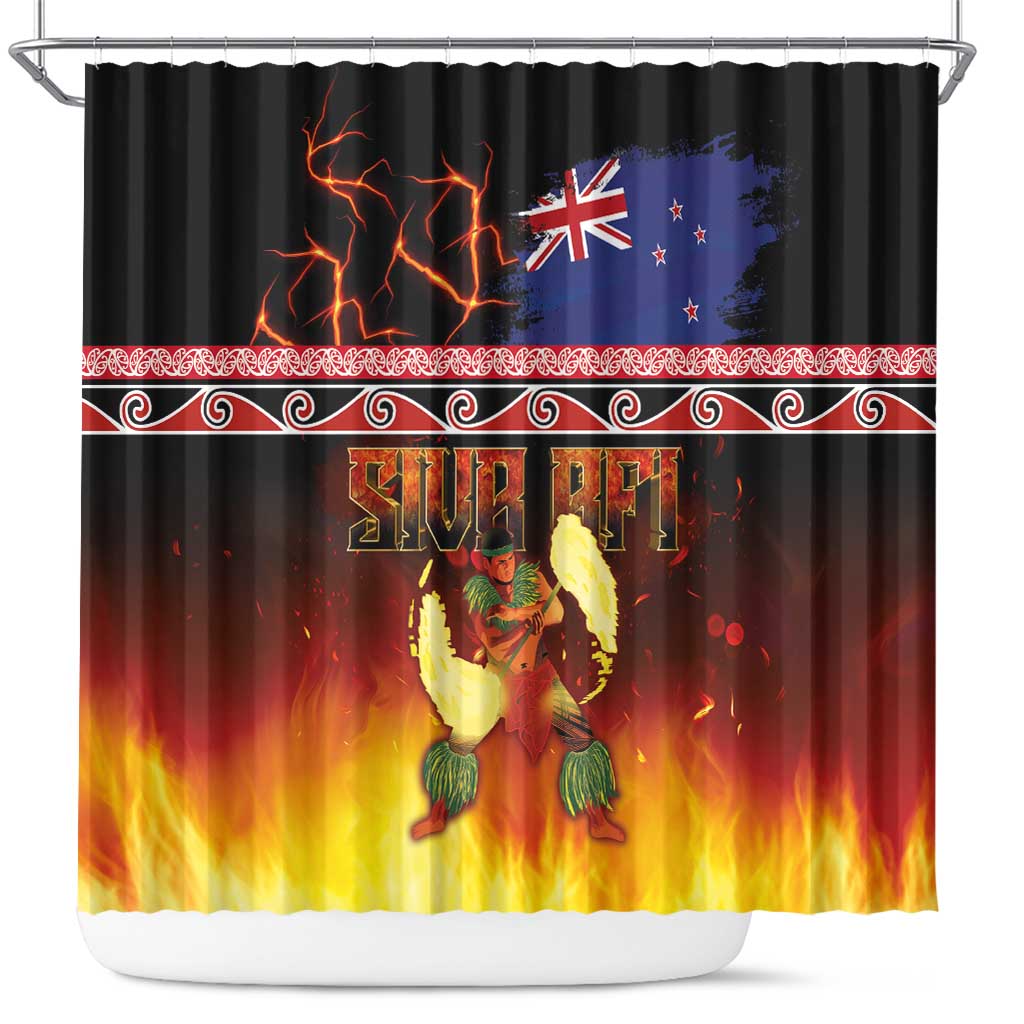 Aotearoa Siva Afi Shower Curtain Tribal Performers of Aotearoa Fire Knife Dancing