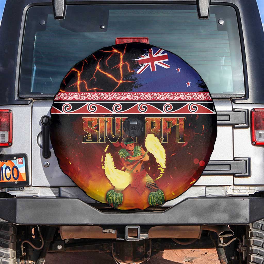 Aotearoa Siva Afi Spare Tire Cover Tribal Performers of Aotearoa Fire Knife Dancing LT03 Black - Polynesian Pride
