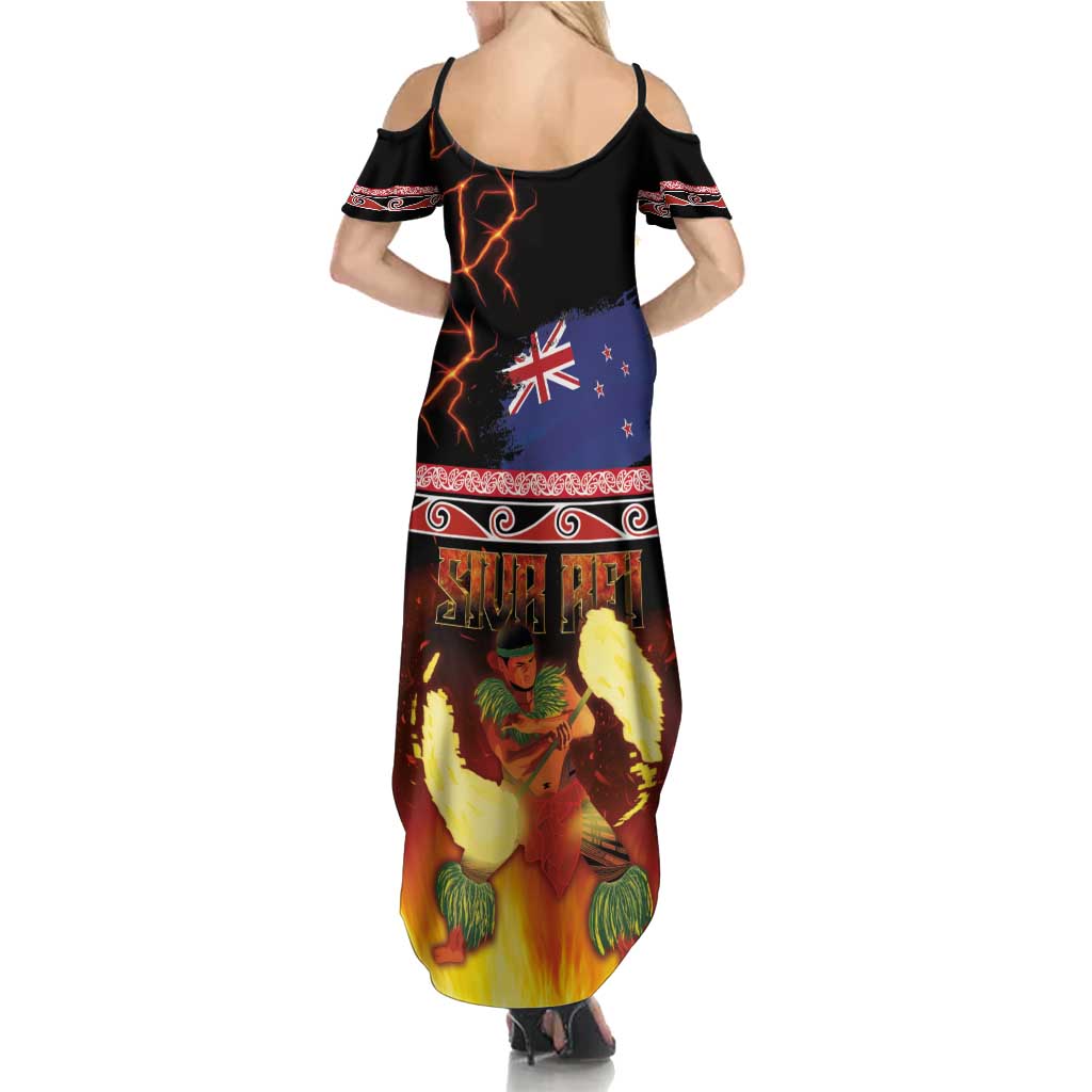 Aotearoa Siva Afi Summer Maxi Dress Tribal Performers of Aotearoa Fire Knife Dancing LT03 - Polynesian Pride