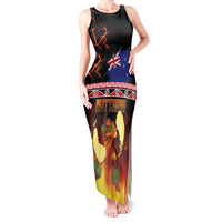 Aotearoa Siva Afi Tank Maxi Dress Tribal Performers of Aotearoa Fire Knife Dancing LT03 Women Black - Polynesian Pride