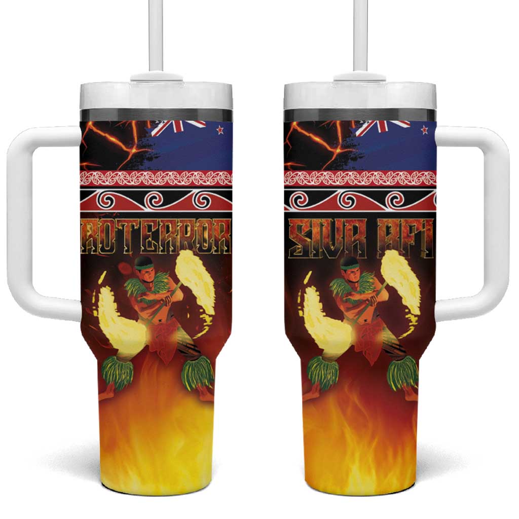 Aotearoa Siva Afi Tumbler With Handle Tribal Performers of Aotearoa Fire Knife Dancing LT03 One Size: 40 oz Black - Polynesian Pride