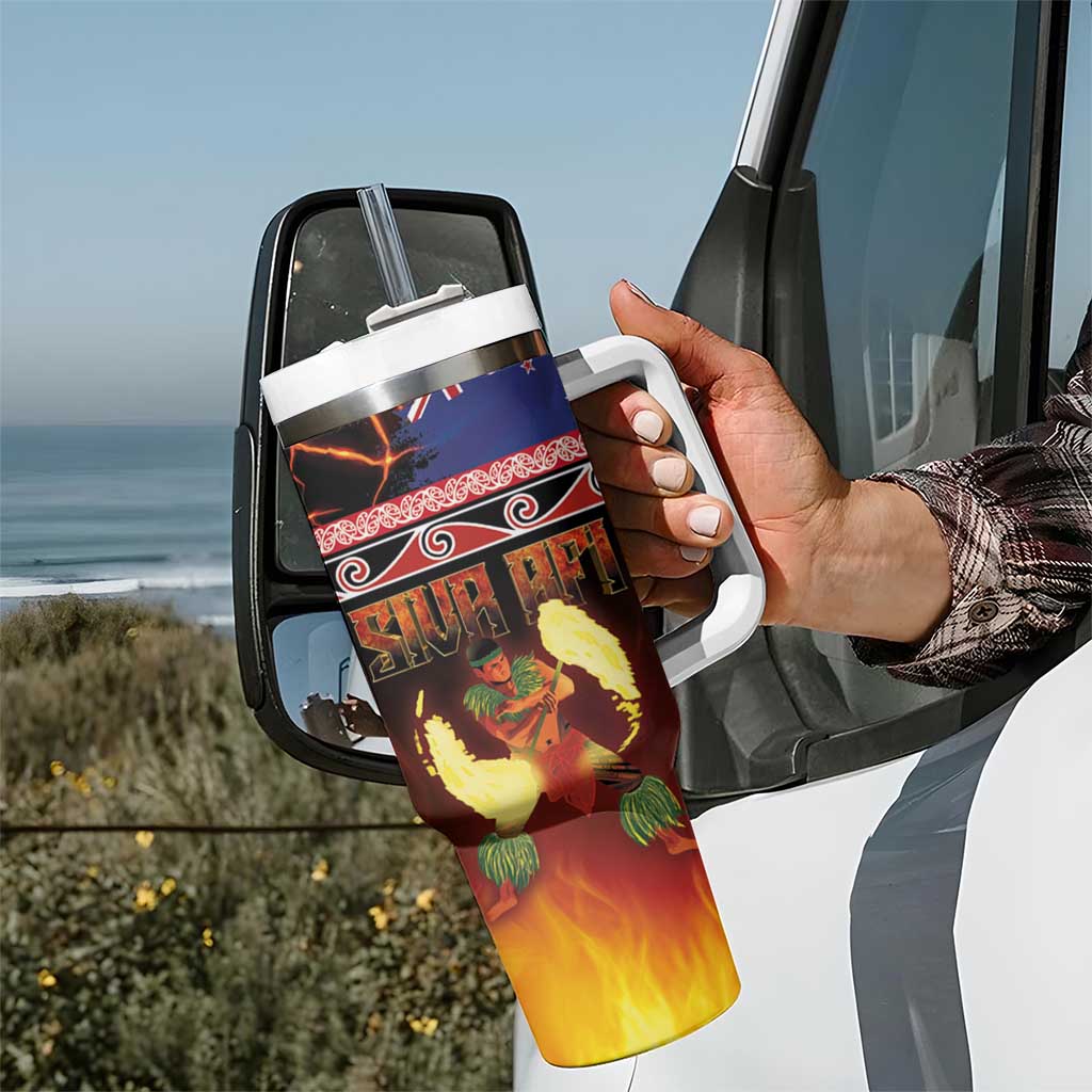 Aotearoa Siva Afi Tumbler With Handle Tribal Performers of Aotearoa Fire Knife Dancing LT03 - Polynesian Pride