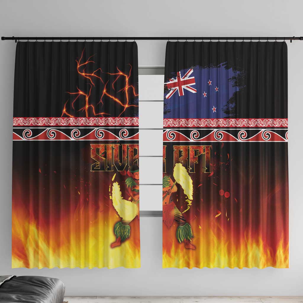 Aotearoa Siva Afi Window Curtain Tribal Performers of Aotearoa Fire Knife Dancing LT03 With Hooks Black - Polynesian Pride