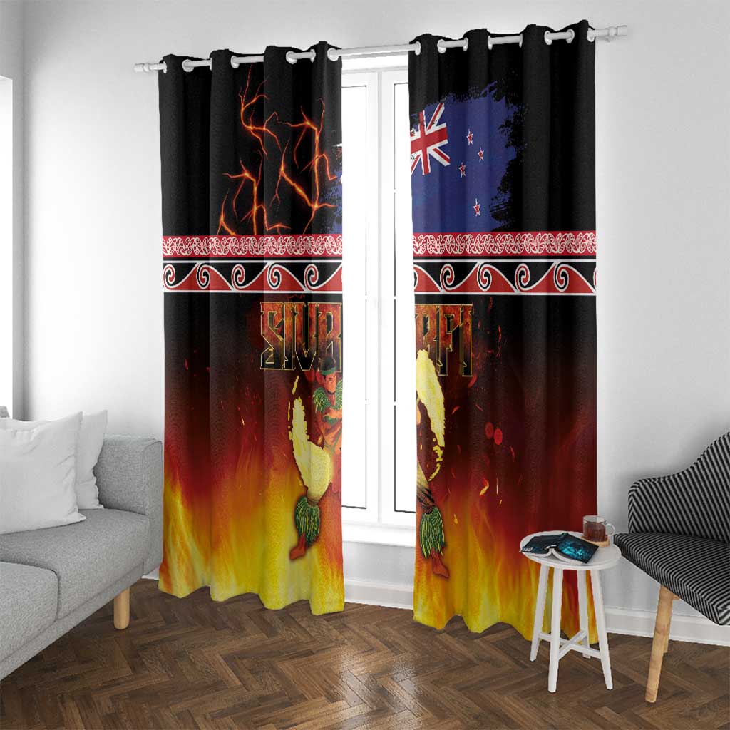 Aotearoa Siva Afi Window Curtain Tribal Performers of Aotearoa Fire Knife Dancing LT03 With Grommets Black - Polynesian Pride