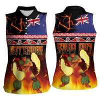 Aotearoa Siva Afi Women Sleeveless Polo Shirt Tribal Performers of Aotearoa Fire Knife Dancing