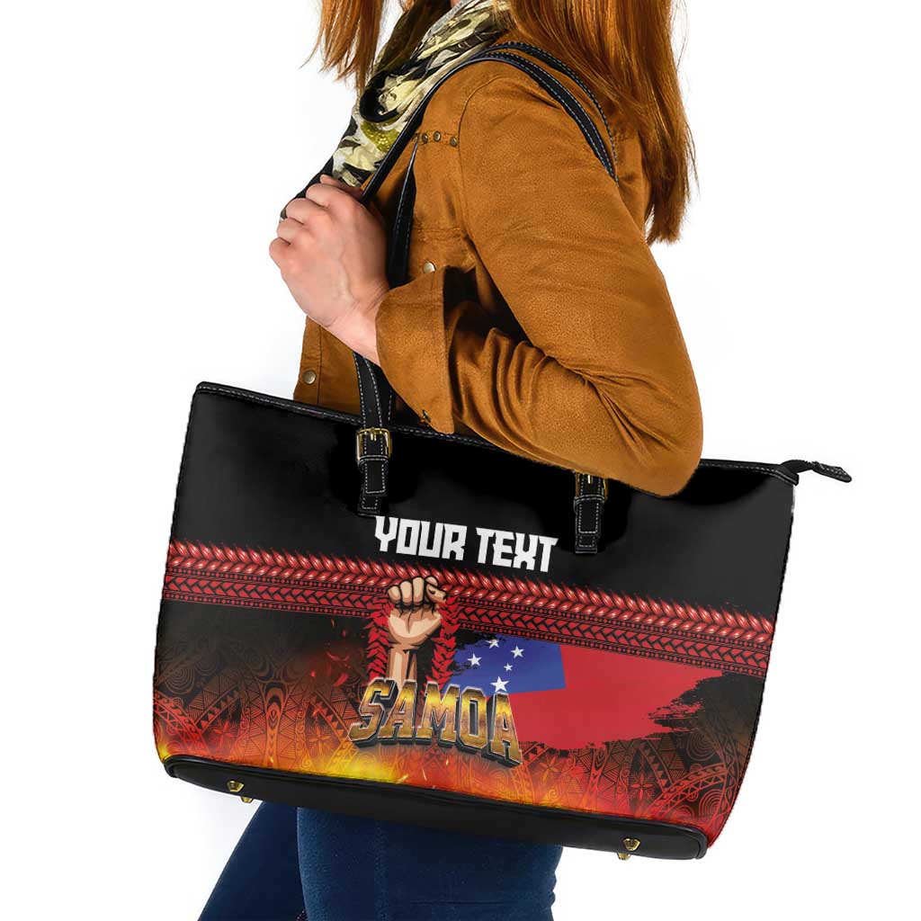 Personalised Samoan Spirit - Samoa Tribal Heritage Leather Tote Bag