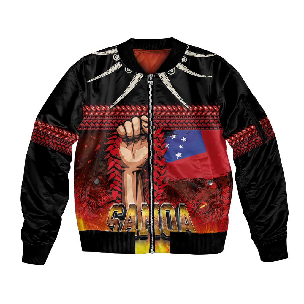 Personalised Samoan Spirit - Samoa Tribal Heritage Sleeve Zip Bomber Jacket