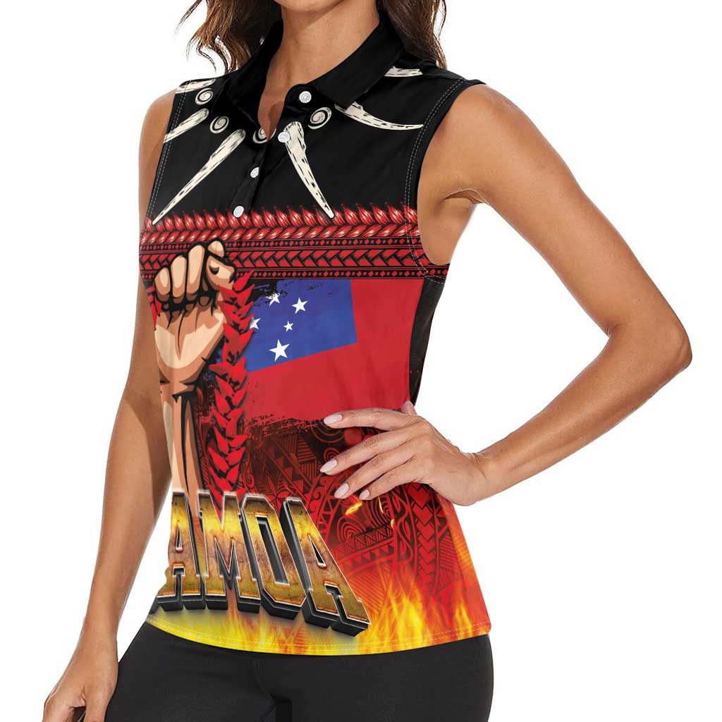 Personalised Samoan Spirit - Samoa Tribal Heritage Women Sleeveless Polo Shirt
