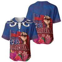 Proud of Samoa Baseball Jersey Ula Nifo with Samoa 685 and Hibiscus Tapa Tribal Pattern