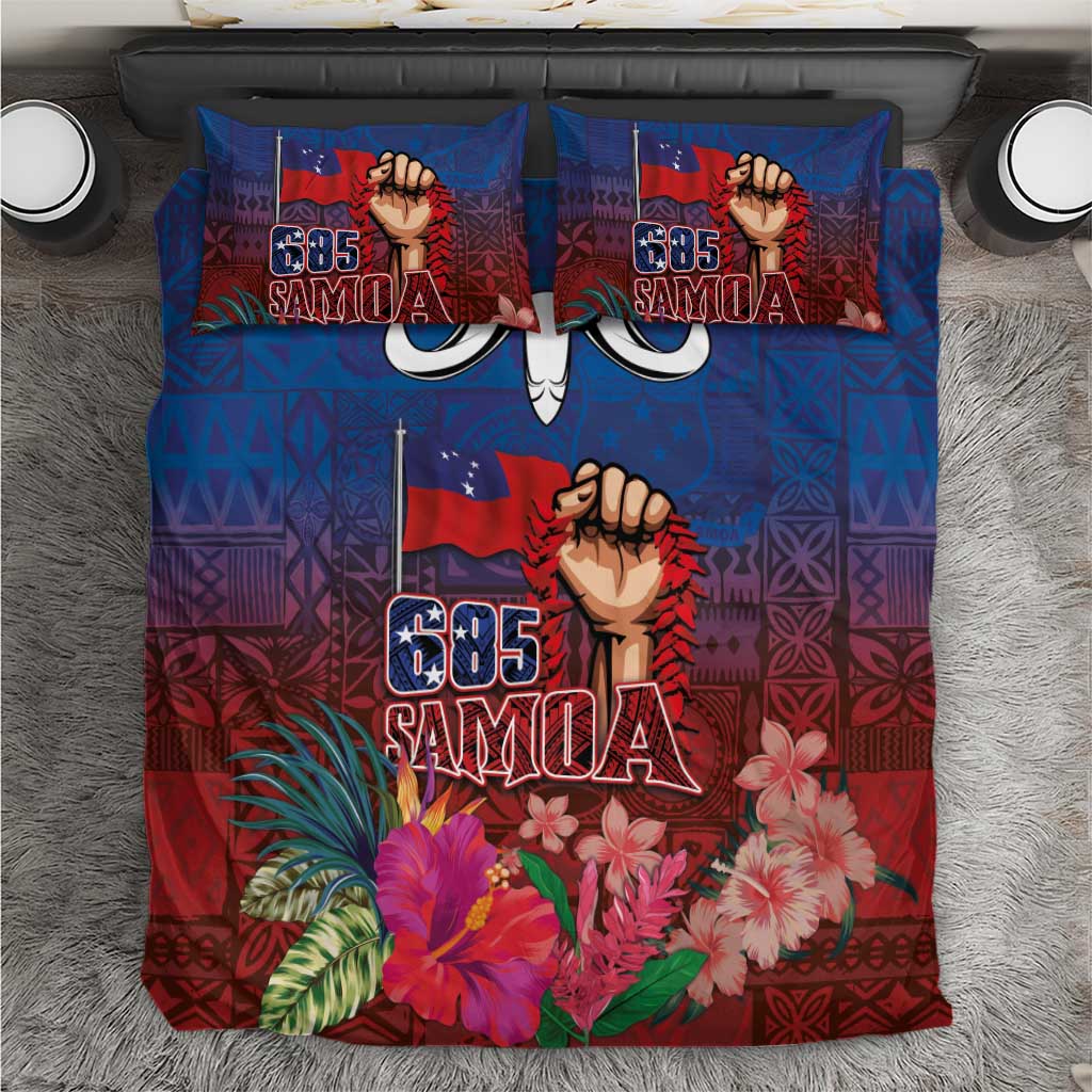 Proud of Samoa Bedding Set Ula Nifo with Samoa 685 and Hibiscus Tapa Tribal Pattern