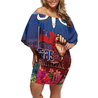 Proud of Samoa Family Matching Off Shoulder Short Dress and Hawaiian Shirt Ula Nifo with Samoa 685 and Hibiscus Tapa Tribal Pattern