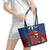 Proud of Samoa Leather Tote Bag Ula Nifo with Samoa 685 and Hibiscus Tapa Tribal Pattern